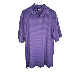 FootJoy Men Polo Shirt L Large Purple White Golf Performance FJ Lavender H